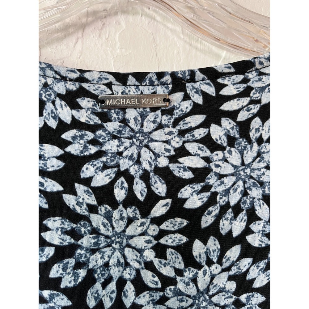 Michael Kors Womens 3X Cloud Black Floral Print Long Sleeve Wrap Dress NWT - Picture 7 of 7